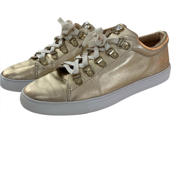 Lily Pulitzer Sneakers Lux Hallie Gold Metallic with Rhinestones on Tongue 9.5 - Picture 1 of 15